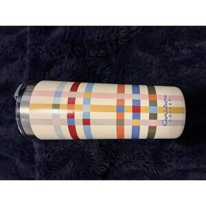 Caribou Coffee Insulated Travel Tumbler with Colorful Plaid Design